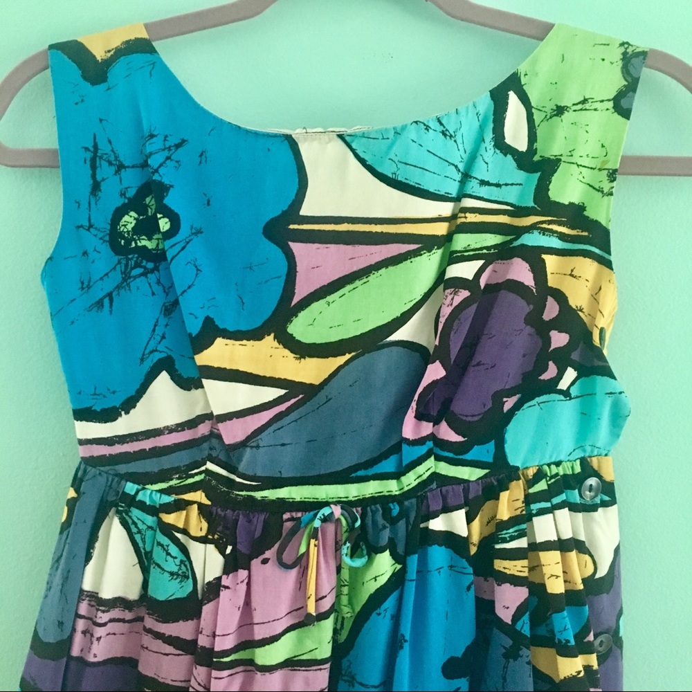 60s hawaiian psychedelic floral cotton mini dress